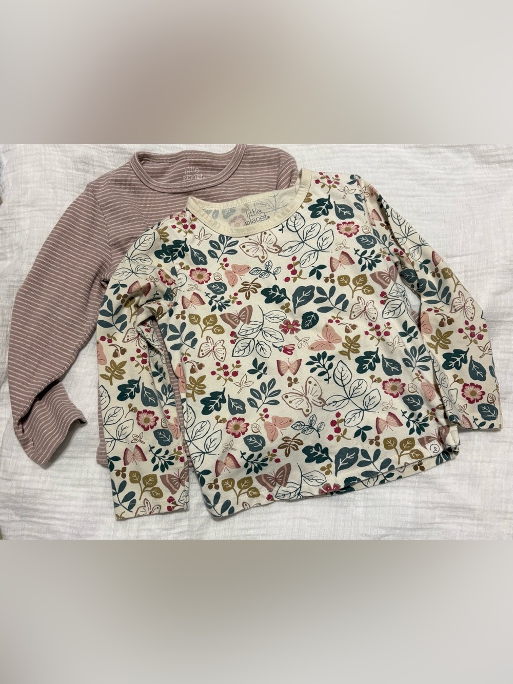 Cream Floral & Butterfly Long-Sleeve Tee for Kids - Neutral